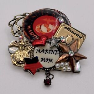 Handmade “Marine Mom” USMC Vintage Brooch Scarf Pin